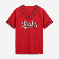 Cincinnati Reds Fanatics Women's Diva Race Ahead Raglan V-Neck T-Shirt - MLB