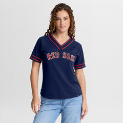 Boston Red Sox Fanatics Women's Diva Race Ahead Raglan V-Neck T-Shirt - MLB