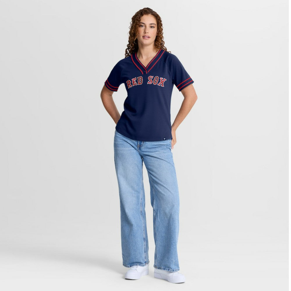 Boston Red Sox Fanatics Women's Diva Race Ahead Raglan V-Neck T-Shirt - MLB