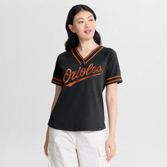 Baltimore Orioles Fanatics Women's Diva Race Ahead Raglan V-Neck T-Shirt - MLB