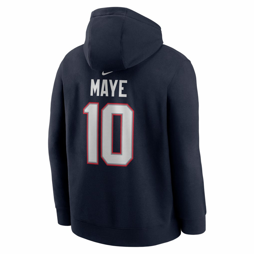 Drake Maye New England Patriots Player Name & Number Fleece Hoodie Navy | Nike for Sale