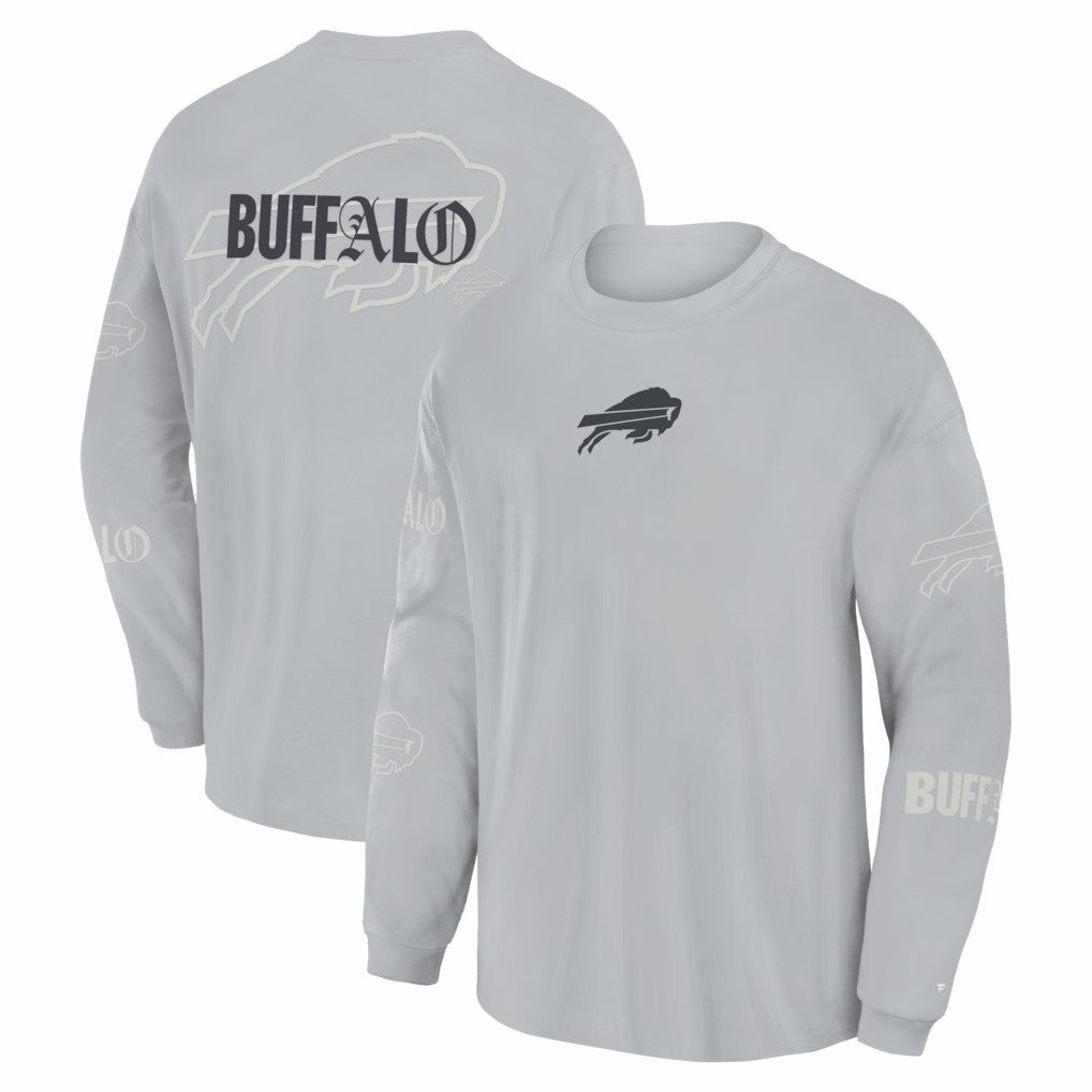 Buffalo Bills Oversized Type Play Long Sleeve T-Shirt Gray | Fanatics