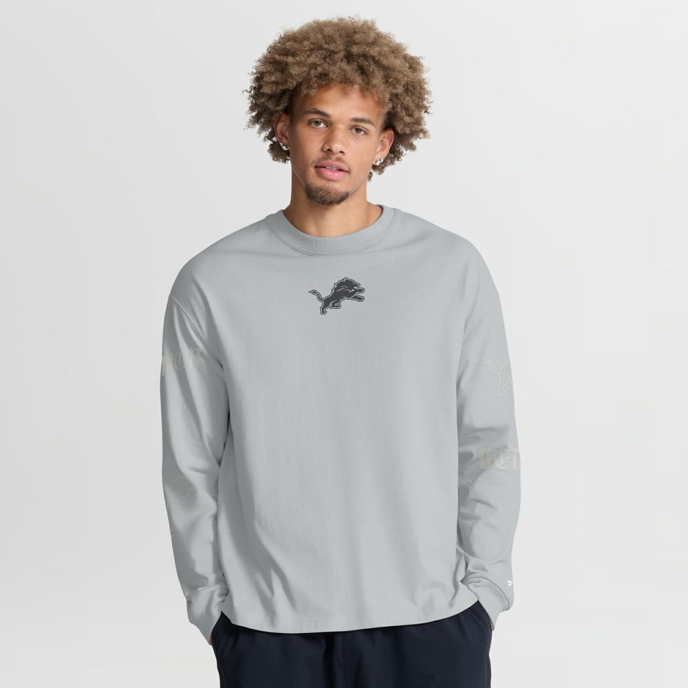 Detroit Lions Oversized Type Play Long Sleeve T-Shirt Gray | Fanatics