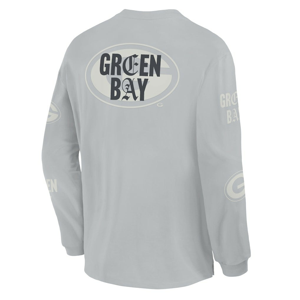 Green Bay Packers Oversized Type Play Long Sleeve T-Shirt Gray | Fanatics