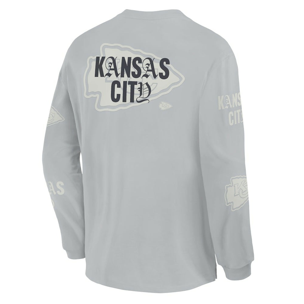Kansas City Chiefs Oversized Type Play Long Sleeve T-Shirt Gray | Fanatics