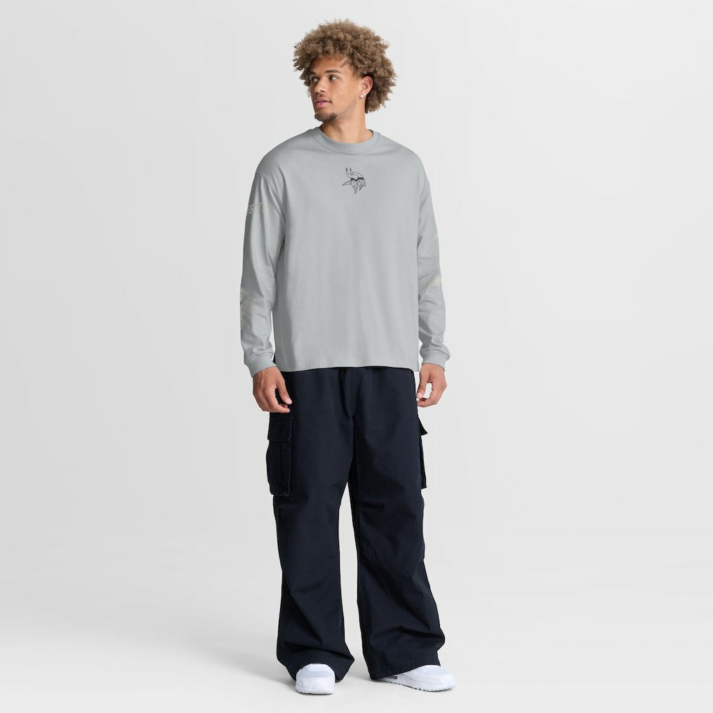 Minnesota Vikings Oversized Type Play Long Sleeve T-Shirt Gray | Fanatics