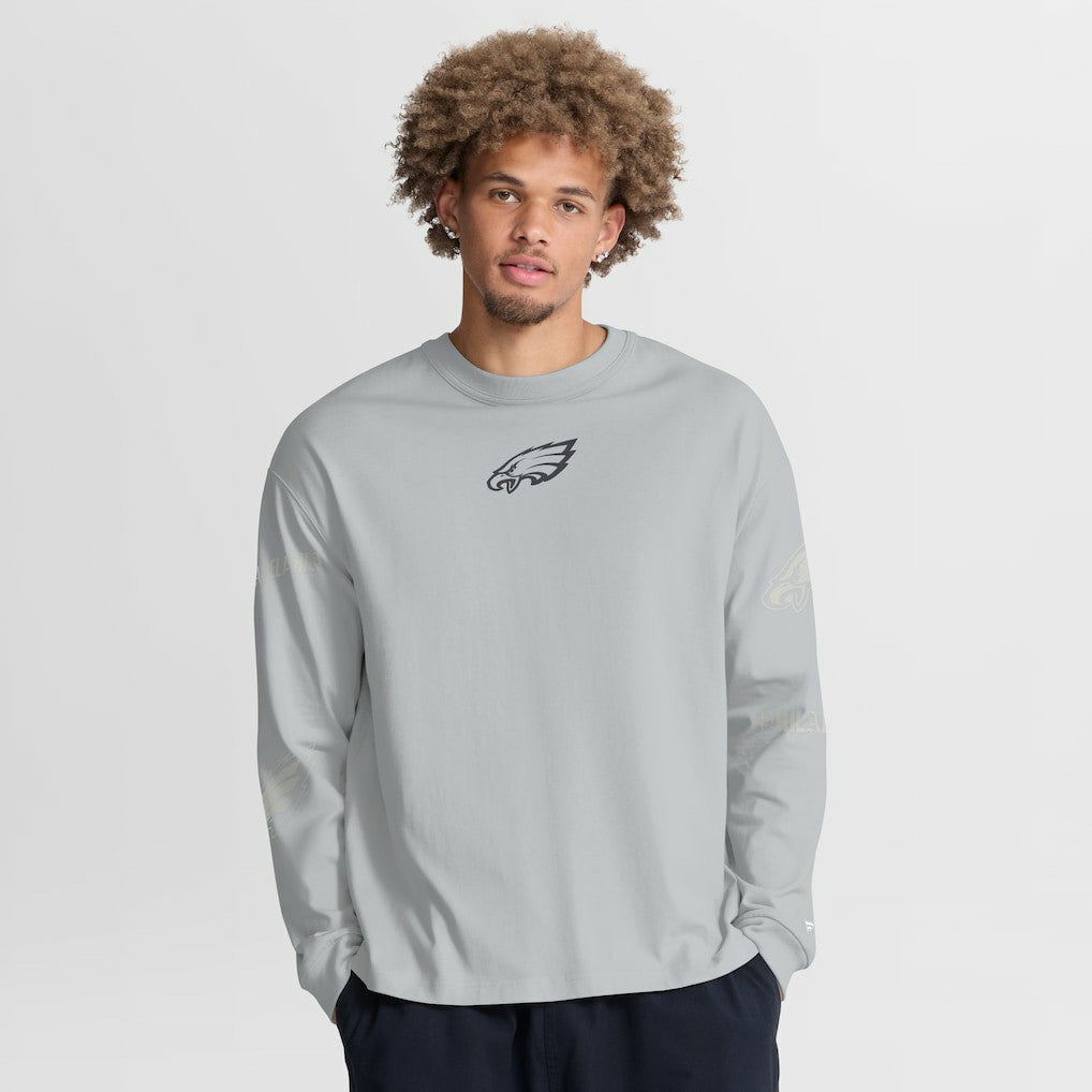 Philadelphia Eagles Oversized Type Play Long Sleeve T-Shirt Gray | Fanatics