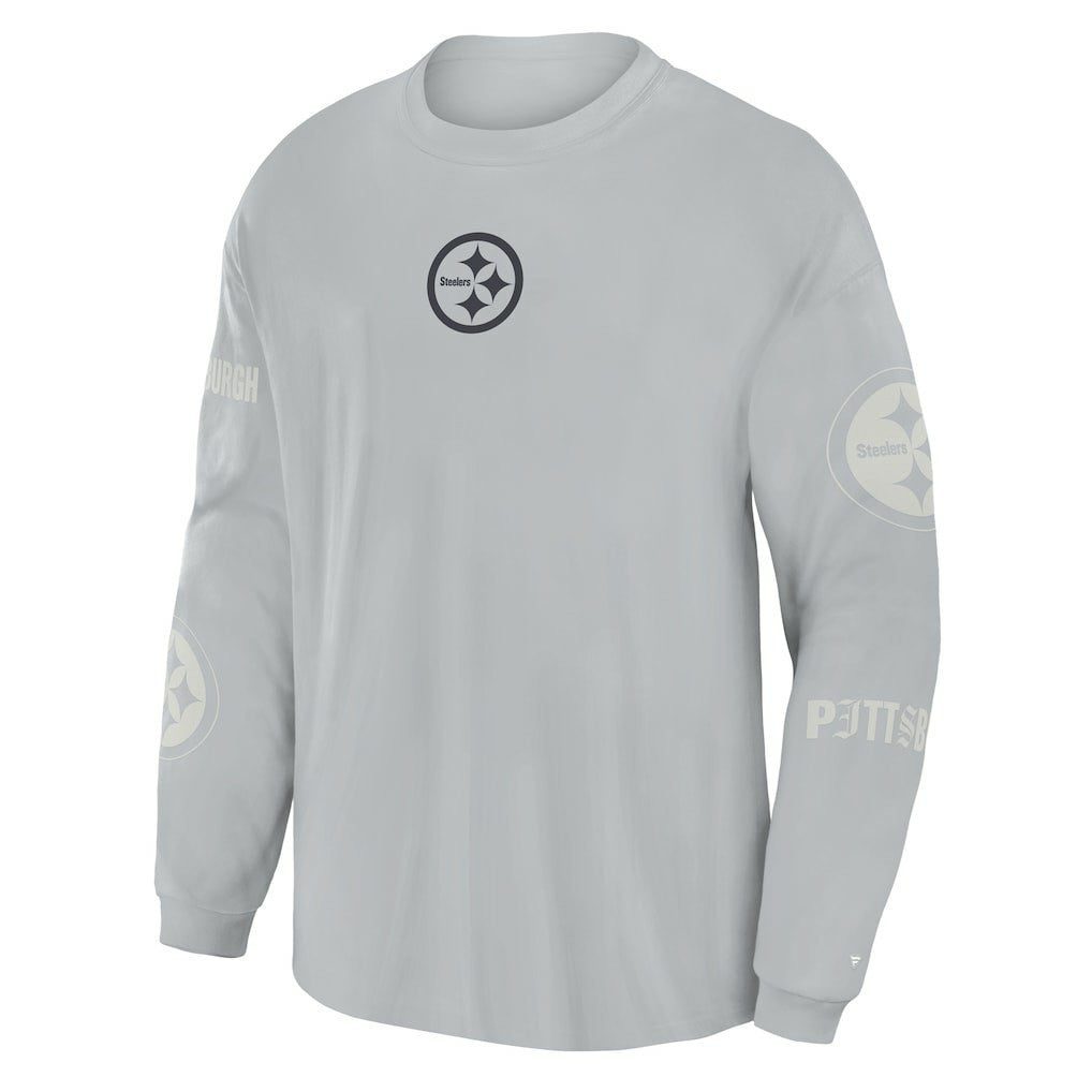Pittsburgh Steelers Oversized Type Play Long Sleeve T-Shirt Gray | Fanatics