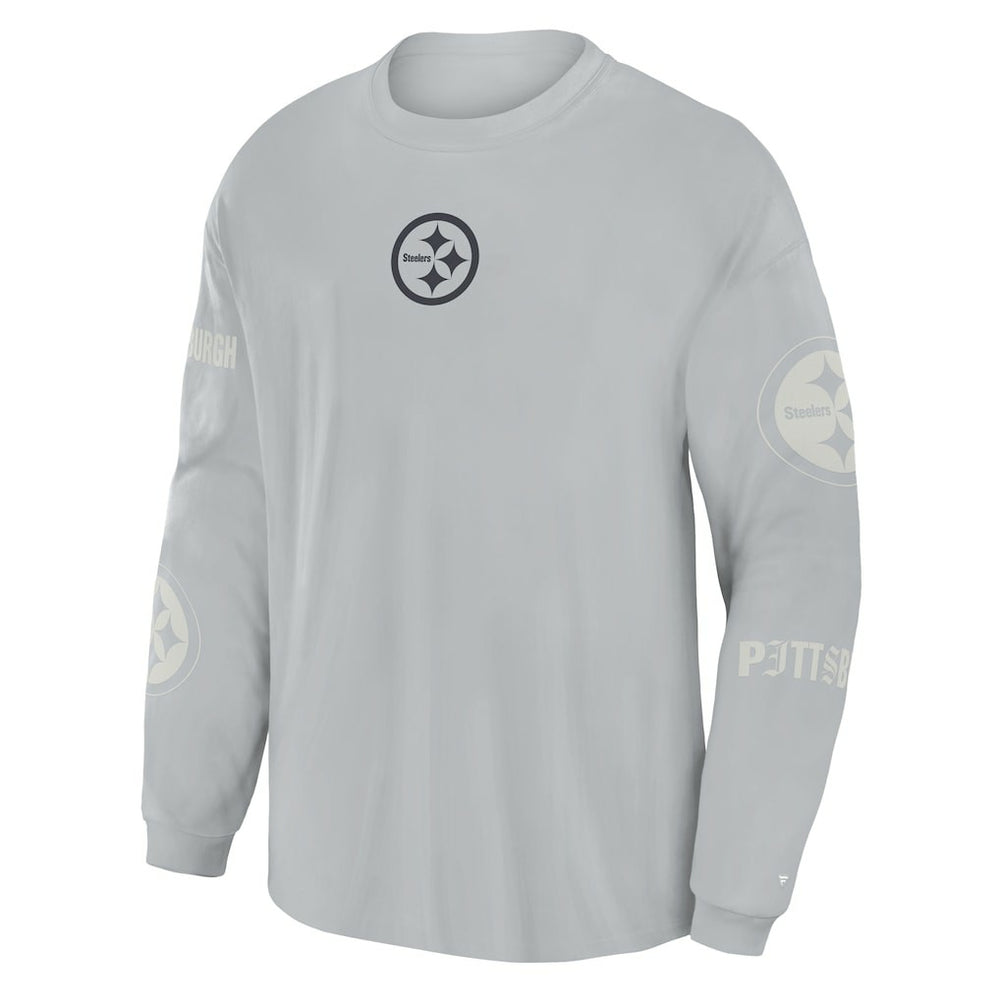 Pittsburgh Steelers Oversized Type Play Long Sleeve T-Shirt Gray | Fanatics