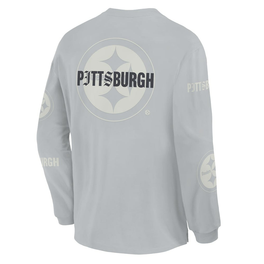 Pittsburgh Steelers Oversized Type Play Long Sleeve T-Shirt Gray | Fanatics