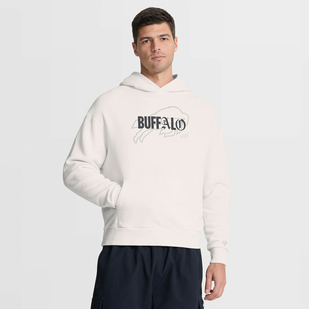 Buffalo Bills Oversized Type Play Location Hoodie Cream | Fanatics