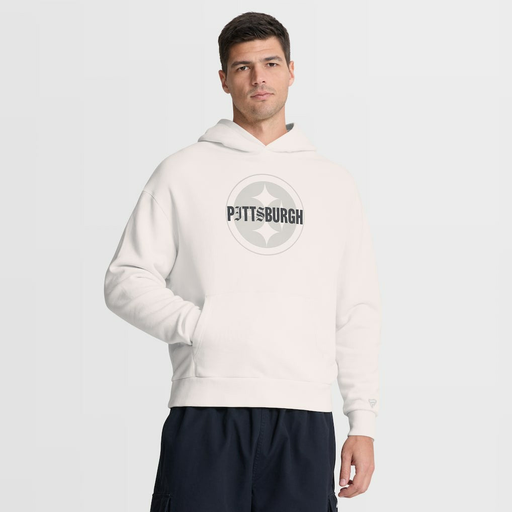 Pittsburgh Steelers Oversized Type Play Location Hoodie Cream | Fanatics