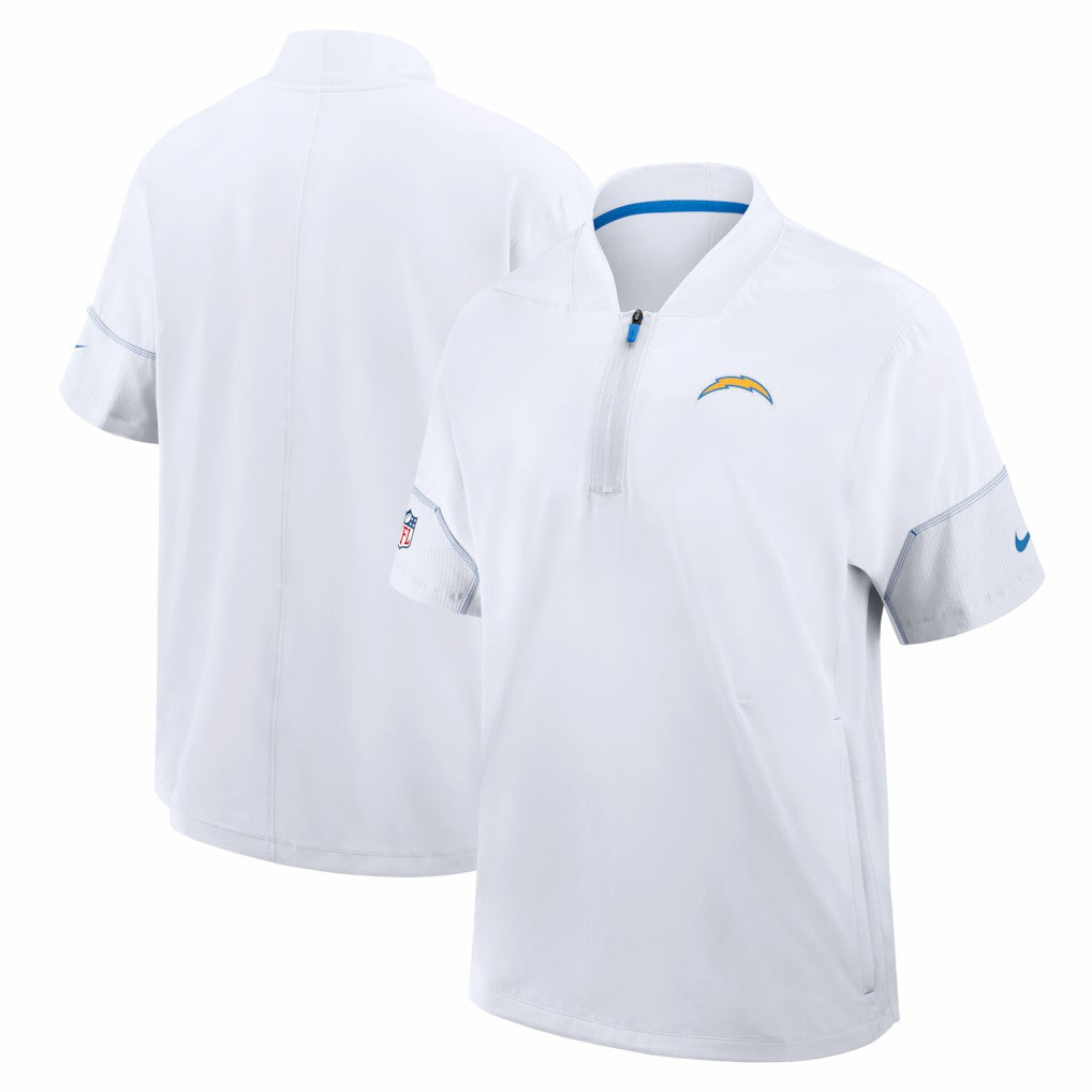 Los Angeles Chargers Sideline Short Sleeve Quarter-Zip Coach Jacket White | Nike for Sale
