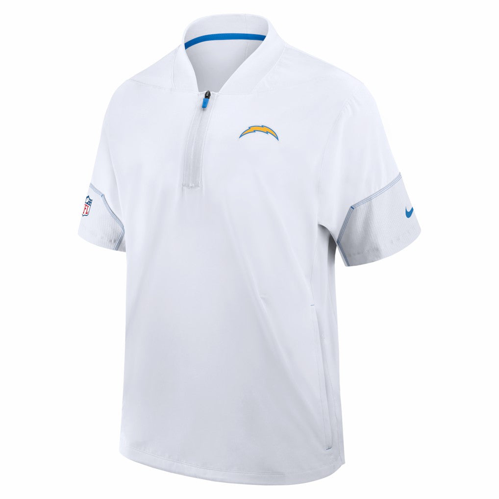 Los Angeles Chargers Sideline Short Sleeve Quarter-Zip Coach Jacket White | Nike for Sale