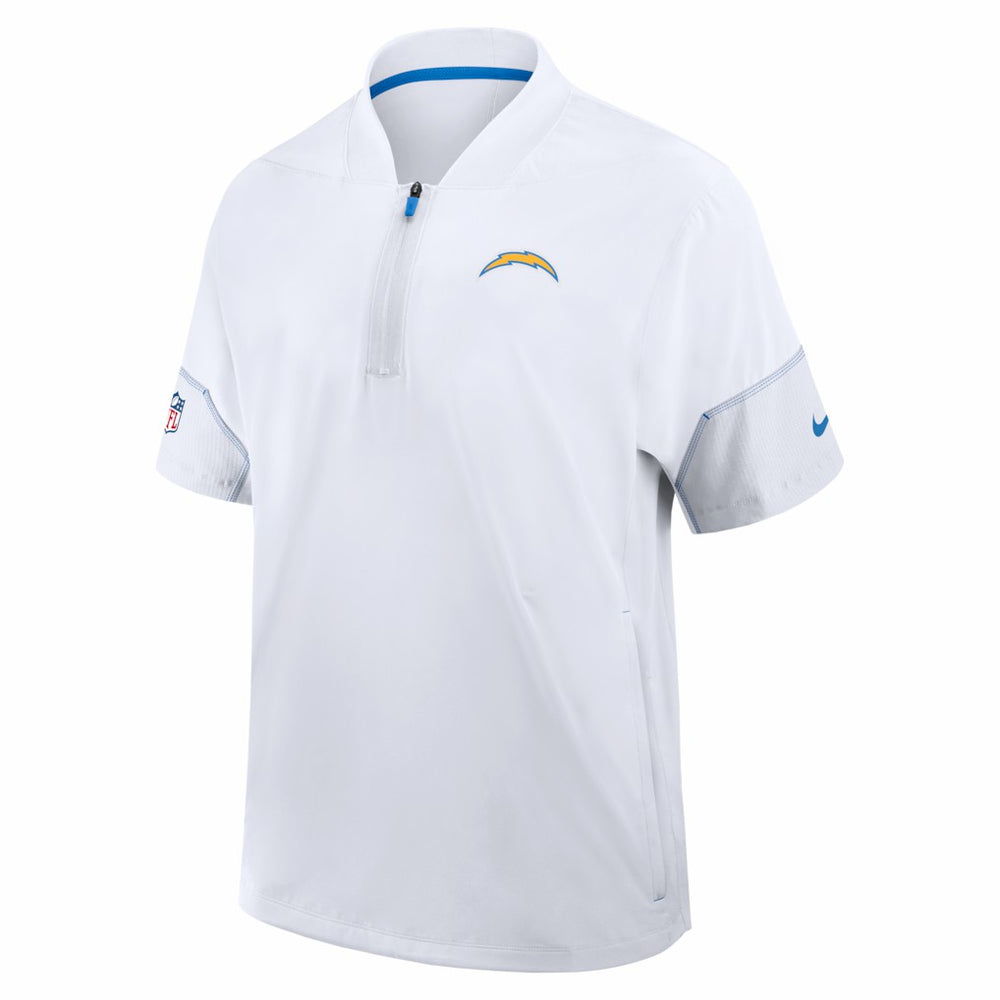 Los Angeles Chargers Sideline Short Sleeve Quarter-Zip Coach Jacket White | Nike for Sale