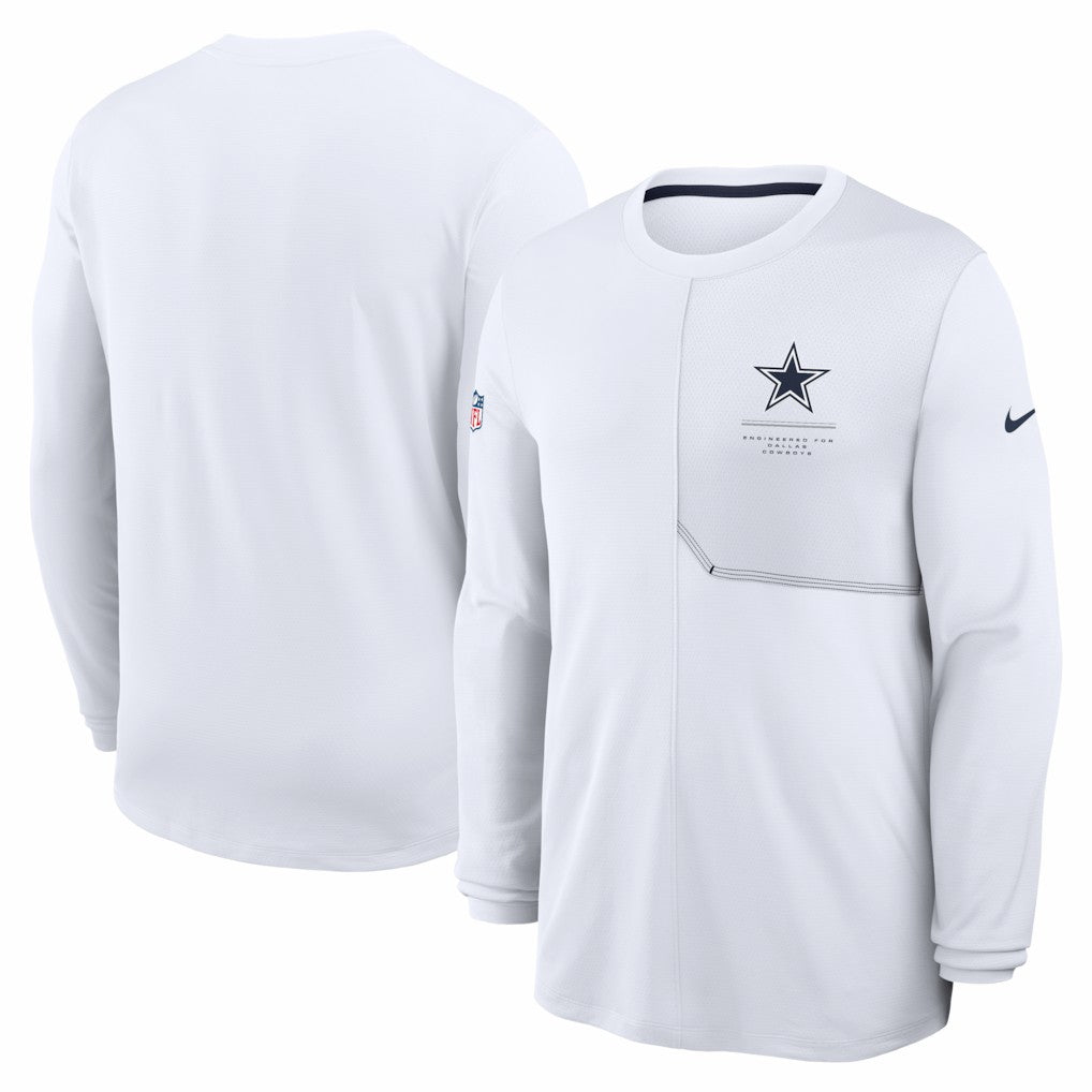 Dallas Cowboys Sideline Coach UV Dri-FIT Long Sleeve Shirt White | Nike for Sale