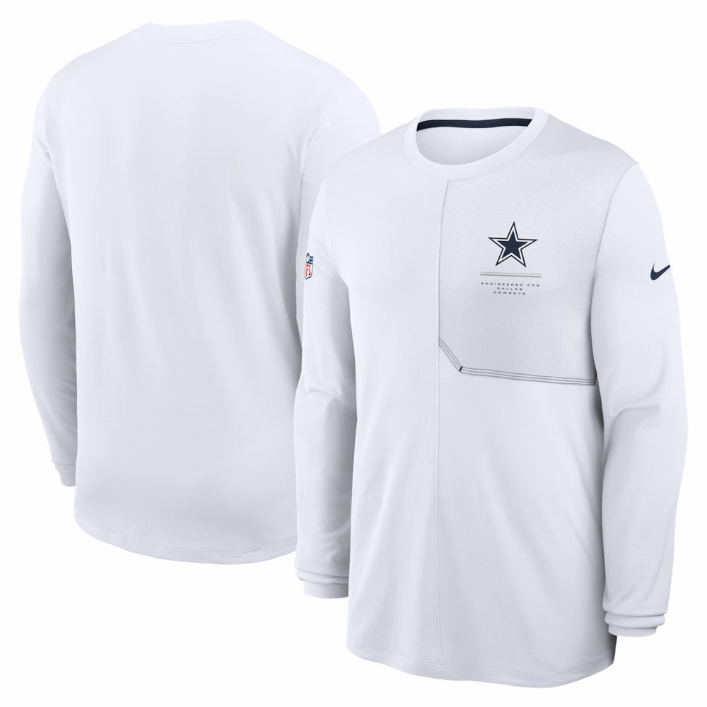 Dallas Cowboys Sideline Coach UV Dri-FIT Long Sleeve Shirt White | Nike for Sale