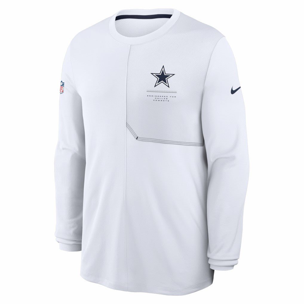 Dallas Cowboys Sideline Coach UV Dri-FIT Long Sleeve Shirt White | Nike for Sale