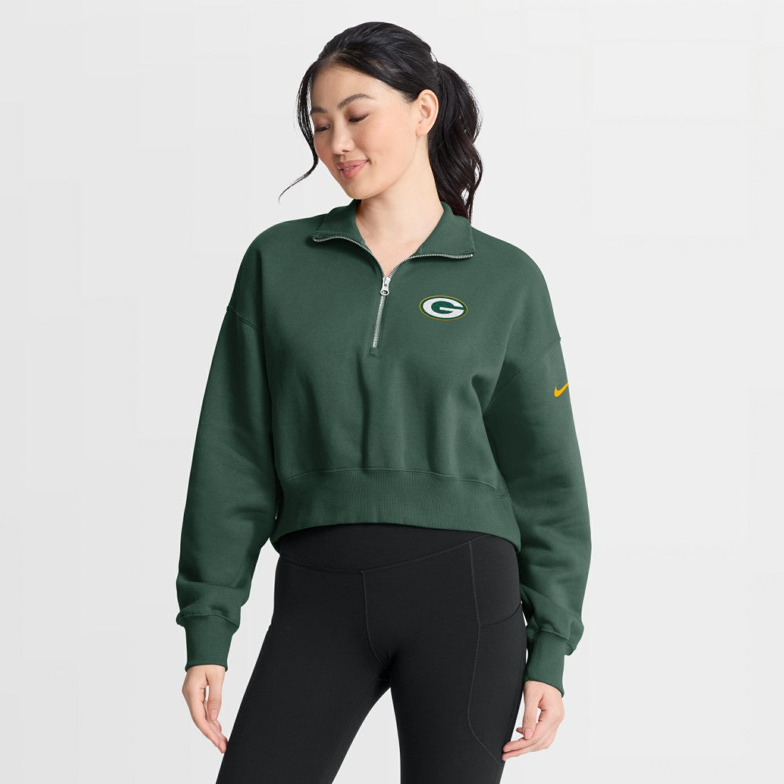 Green Bay Packers Women's Phoenix Fleece Quarter-Zip Sweatshirt Green | Nike for Sale