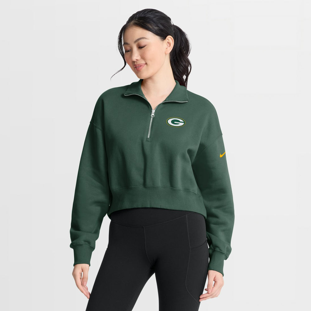 Green Bay Packers Women's Phoenix Fleece Quarter-Zip Sweatshirt Green | Nike for Sale