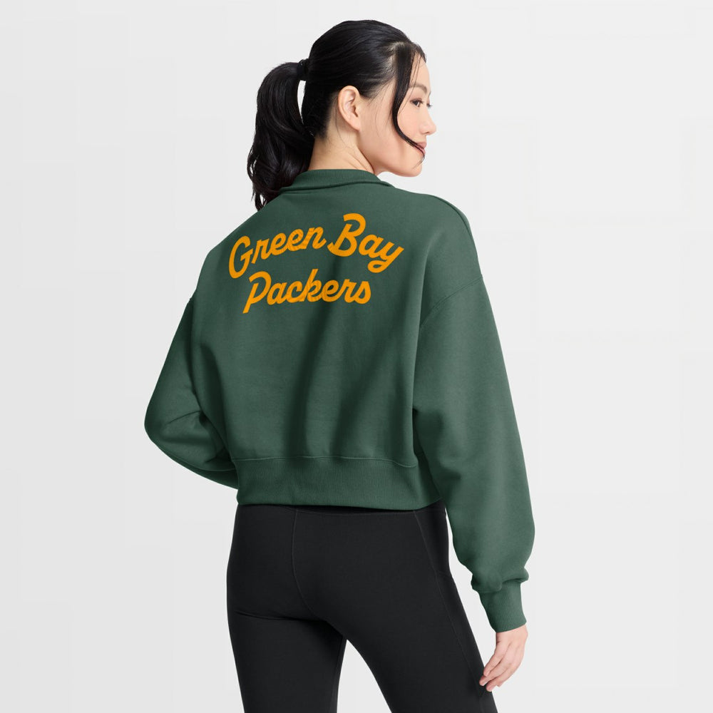Green Bay Packers Women's Phoenix Fleece Quarter-Zip Sweatshirt Green | Nike for Sale