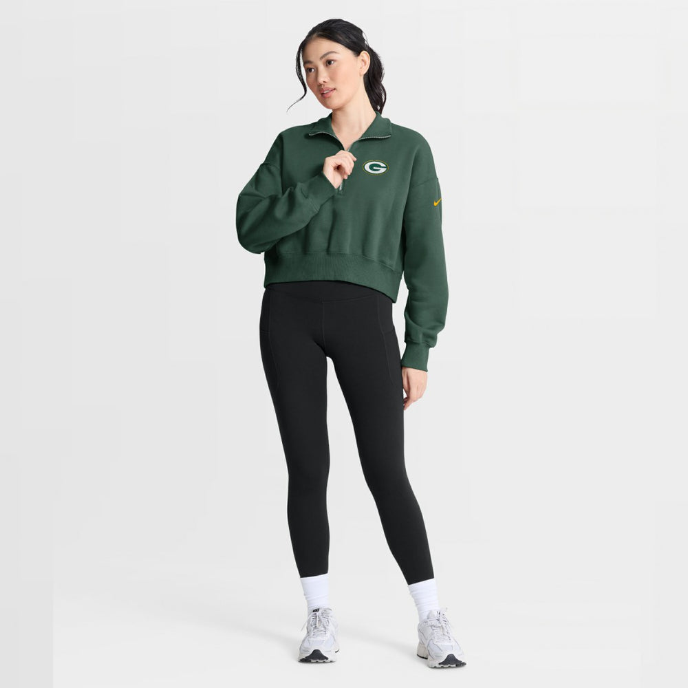 Green Bay Packers Women's Phoenix Fleece Quarter-Zip Sweatshirt Green | Nike for Sale