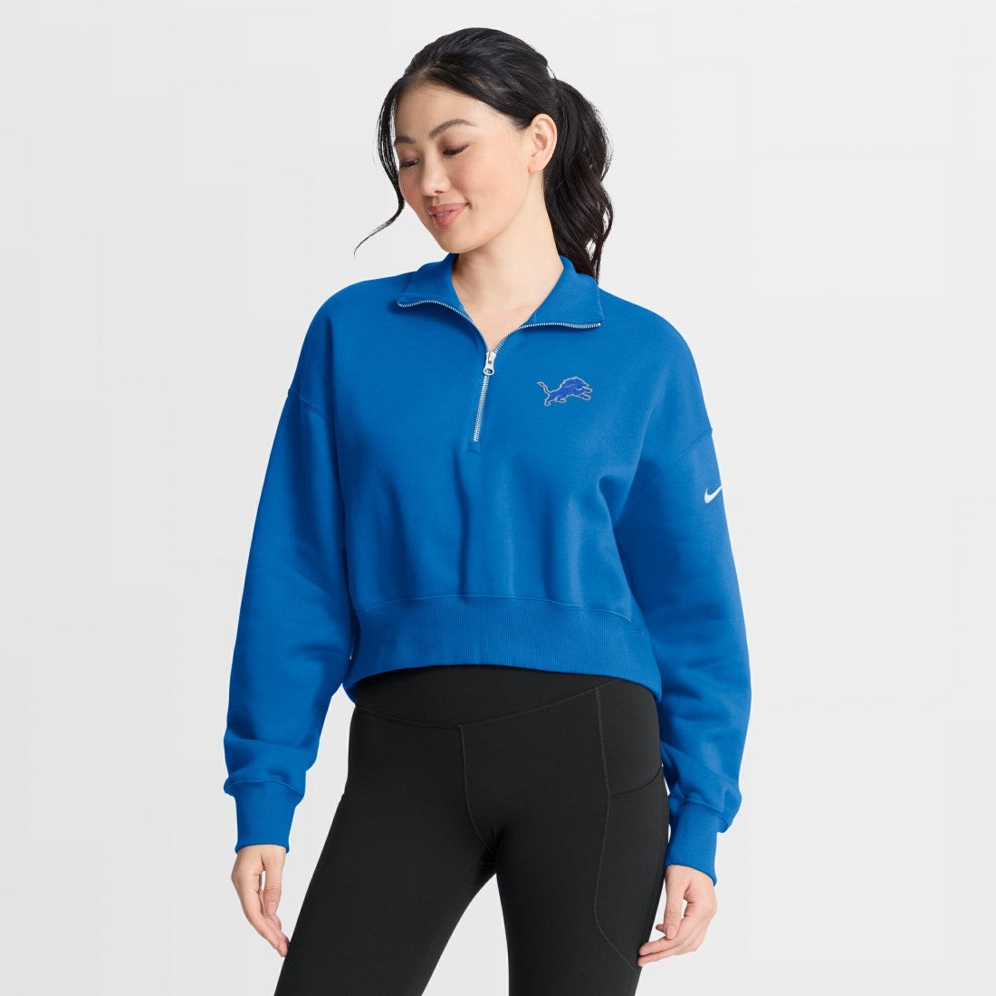 Detroit Lions Women's Phoenix Fleece Quarter-Zip Sweatshirt Blue | Nike for Sale