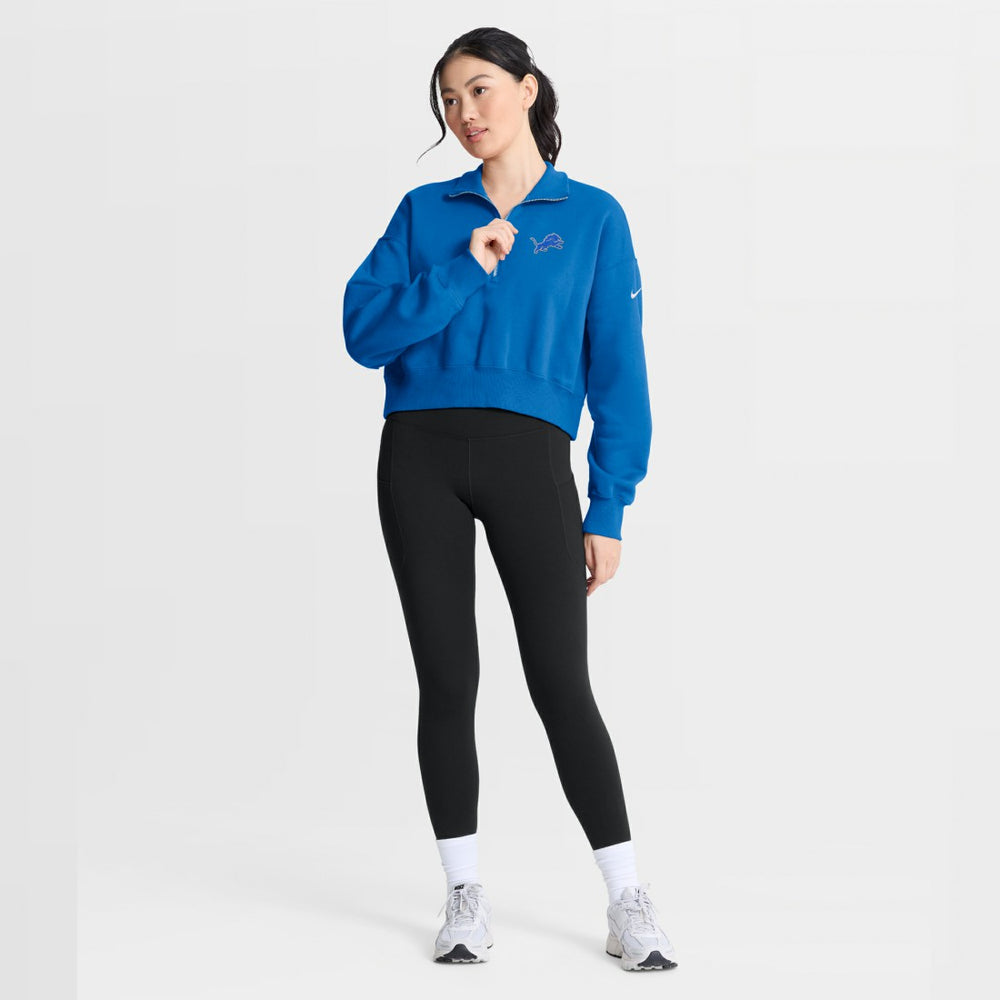 Detroit Lions Women's Phoenix Fleece Quarter-Zip Sweatshirt Blue | Nike for Sale