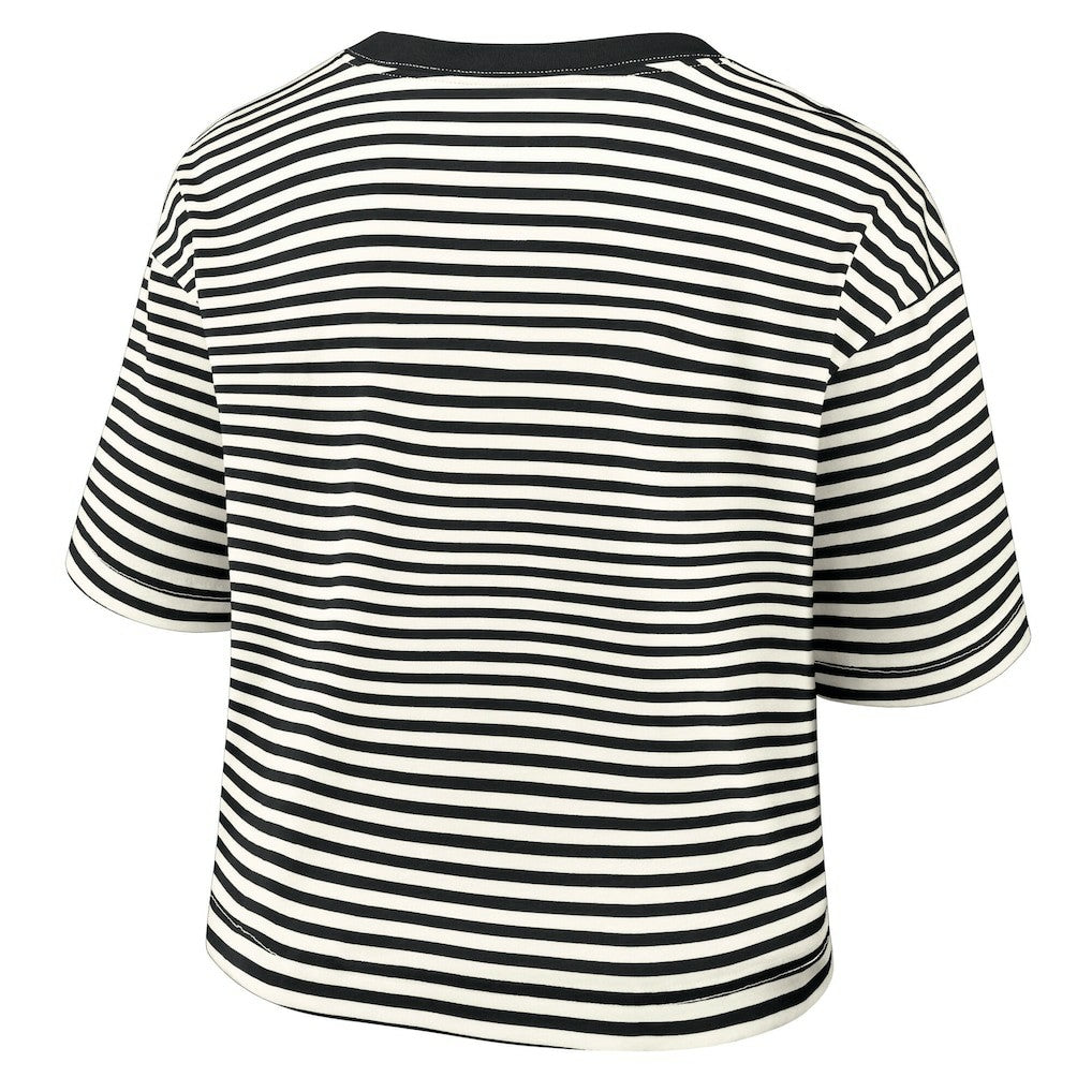 Pittsburgh Steelers Women's Striped Cropped T-Shirt Black/Cream | Nike for Sale