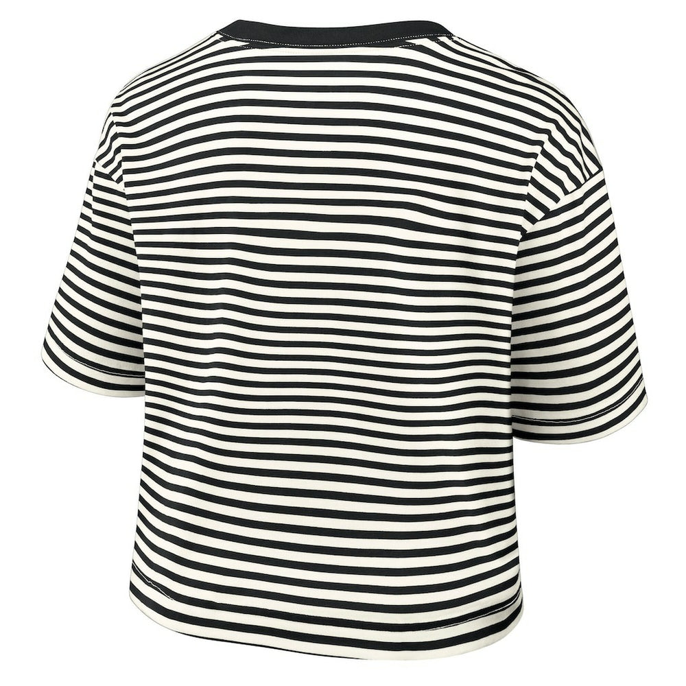 Pittsburgh Steelers Women's Striped Cropped T-Shirt Black/Cream | Nike for Sale
