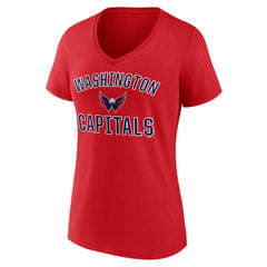 Washington Capitals Logo Athletic Women's Arch Victory V-Neck T-Shirt - Red - NHL