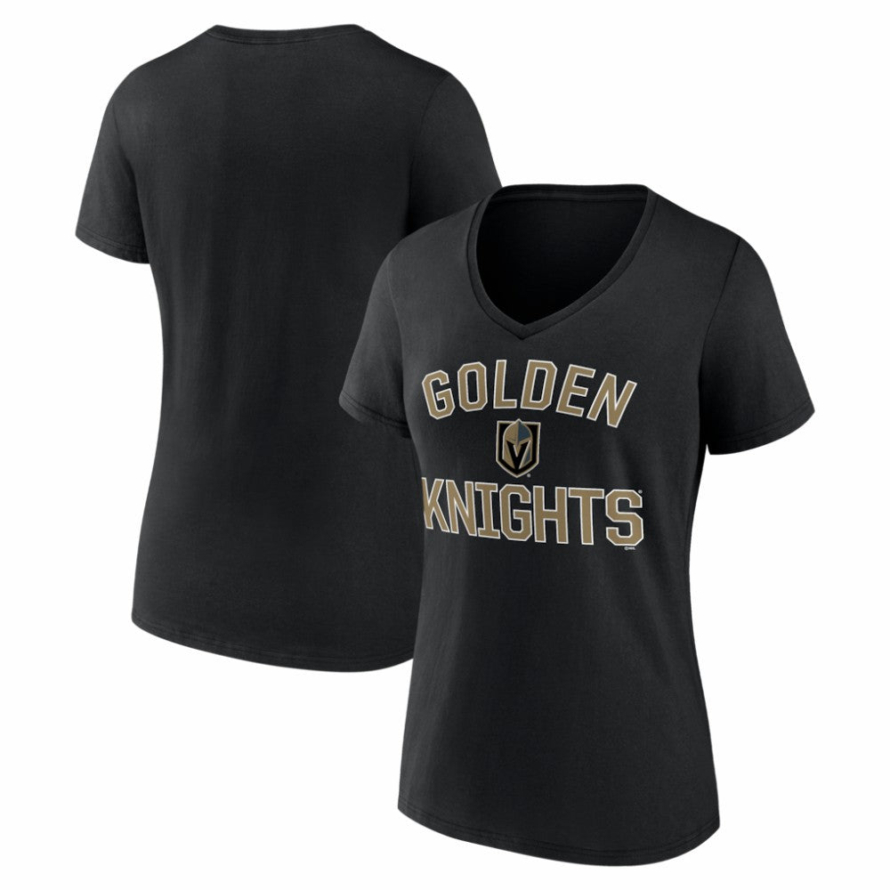 Vegas Golden Knights Logo Athletic Women's Arch Victory V-Neck T-Shirt - Black - NHL
