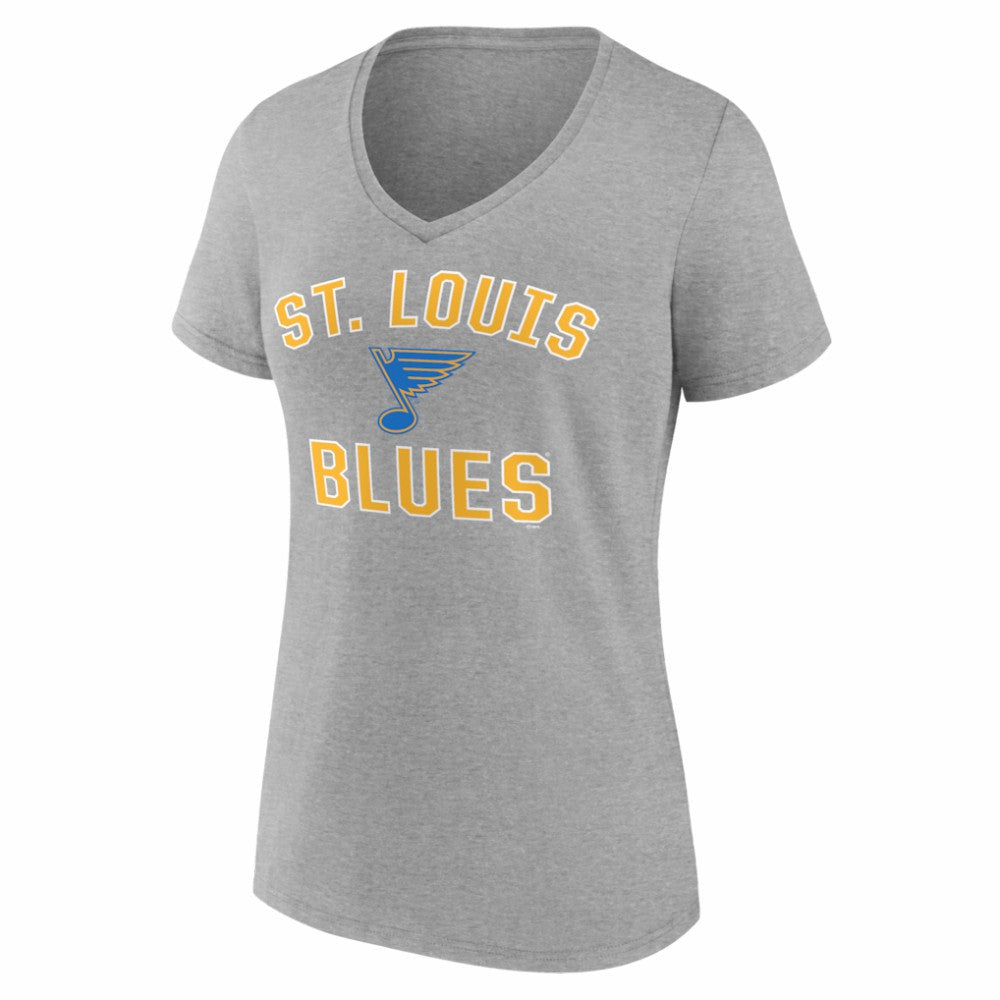St. Louis Blues Logo Athletic Women's Arch Victory V-Neck T-Shirt - Heather Gray - NHL