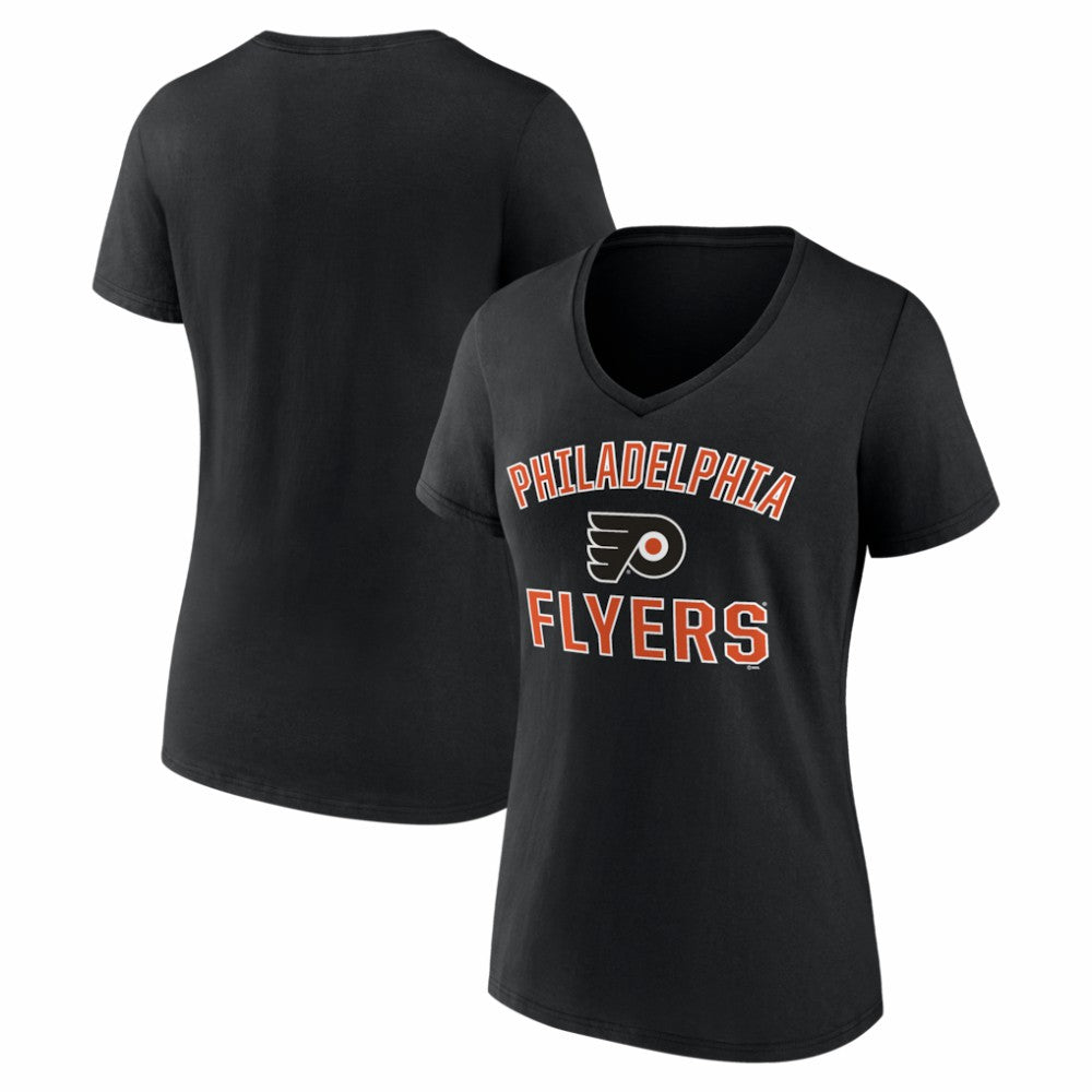 Philadelphia Flyers Logo Athletic Women's Arch Victory V-Neck T-Shirt - Black - NHL