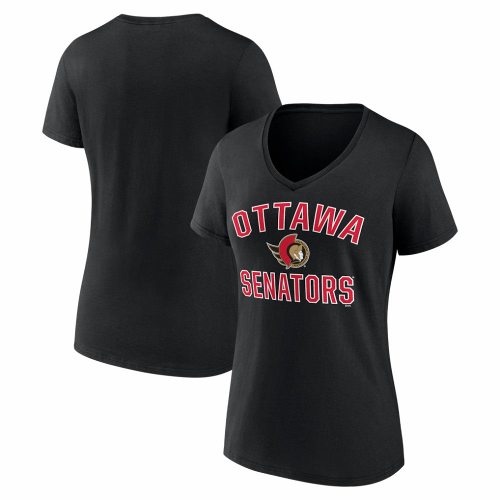 Ottawa Senators Logo Athletic Women's Arch Victory V-Neck T-Shirt - Black - NHL