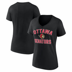 Ottawa Senators Logo Athletic Women's Arch Victory V-Neck T-Shirt - Black - NHL