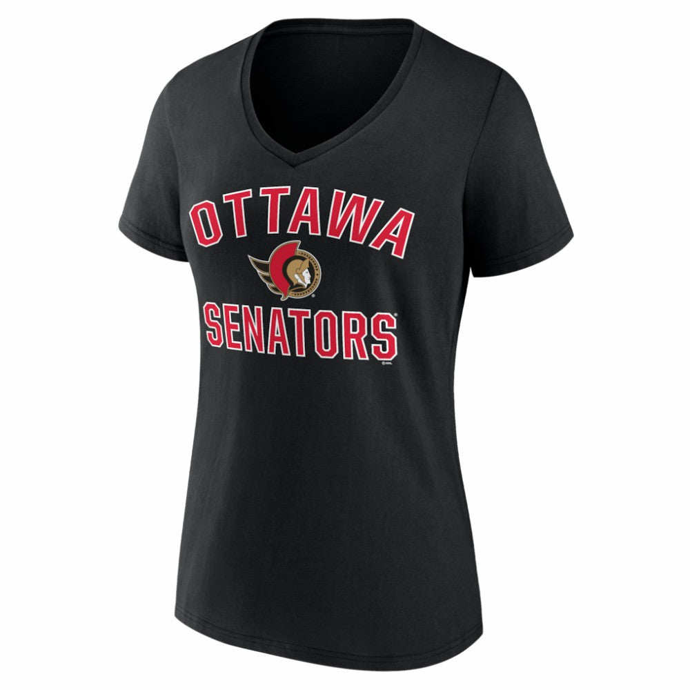 Ottawa Senators Logo Athletic Women's Arch Victory V-Neck T-Shirt - Black - NHL