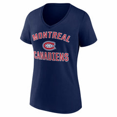 Montreal Canadiens Logo Athletic Women's Arch Victory V-Neck T-Shirt - Navy - NHL