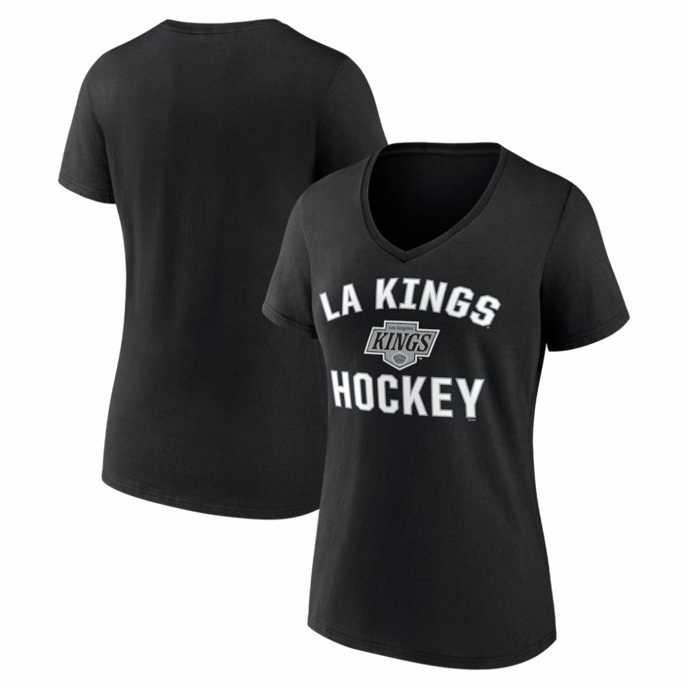 Los Angeles Kings Logo Athletic Women's Arch Victory V-Neck T-Shirt - Black - NHL