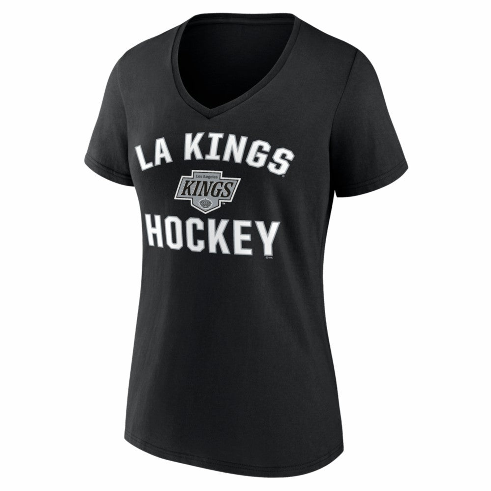 Los Angeles Kings Logo Athletic Women's Arch Victory V-Neck T-Shirt - Black - NHL