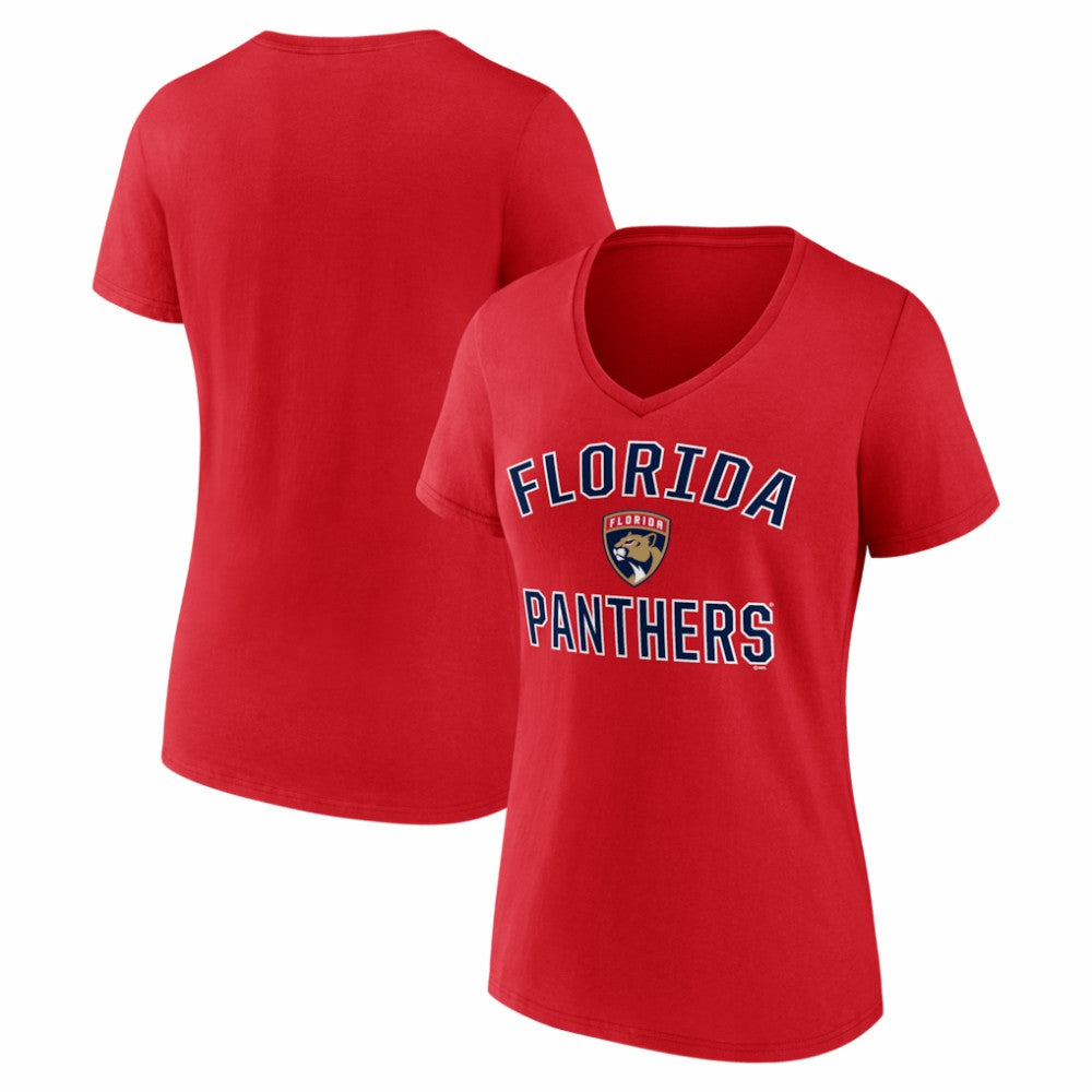 Florida Panthers Logo Athletic Women's Arch Victory V-Neck T-Shirt - Red - NHL