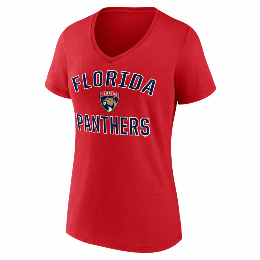 Florida Panthers Logo Athletic Women's Arch Victory V-Neck T-Shirt - Red - NHL