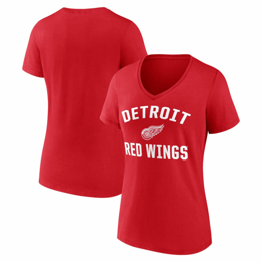 Detroit Red Wings Logo Athletic Women's Arch Victory V-Neck T-Shirt - Red - NHL