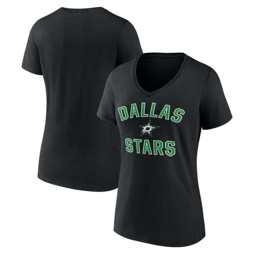 Dallas Stars Logo Athletic Women's Arch Victory V-Neck T-Shirt - Black - NHL