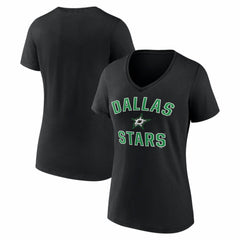 Dallas Stars Logo Athletic Women's Arch Victory V-Neck T-Shirt - Black - NHL