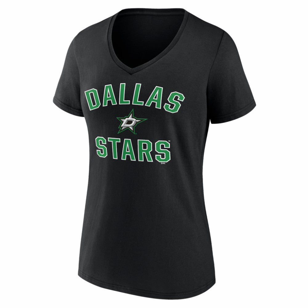 Dallas Stars Logo Athletic Women's Arch Victory V-Neck T-Shirt - Black - NHL