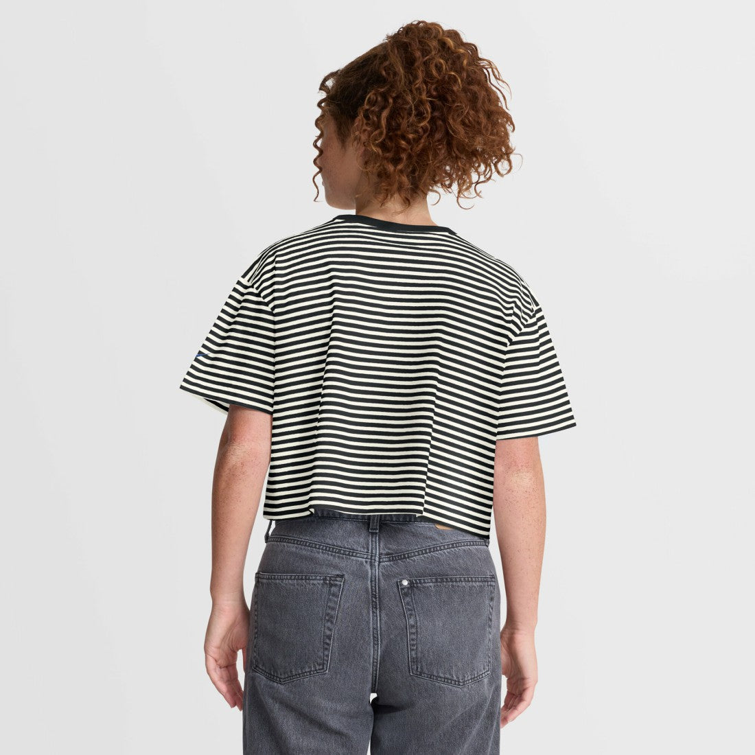 Detroit Lions Women's Striped Cropped T-Shirt Black/Cream | Nike for Sale