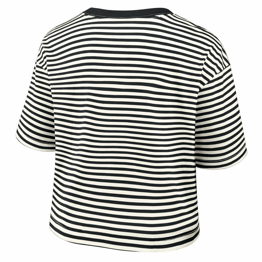 Detroit Lions Women's Striped Cropped T-Shirt Black/Cream | Nike for Sale