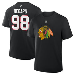 Connor Bedard Chicago Blackhawks Fanatics Authentic Stack Name & Number T-Shirt - Black - NHL