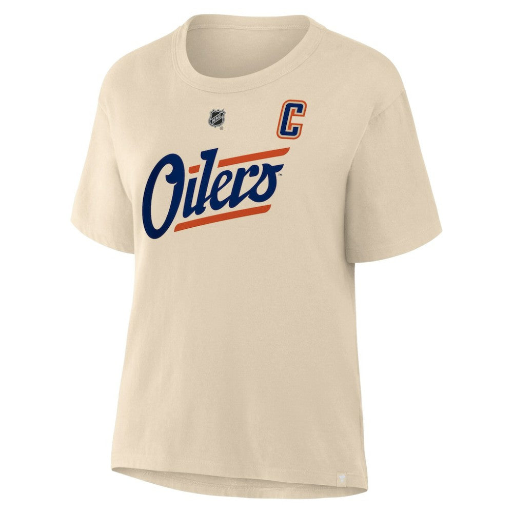 Connor McDavid Edmonton Oilers Fanatics Women's Alternate Name & Number T-Shirt - Beige - NHL